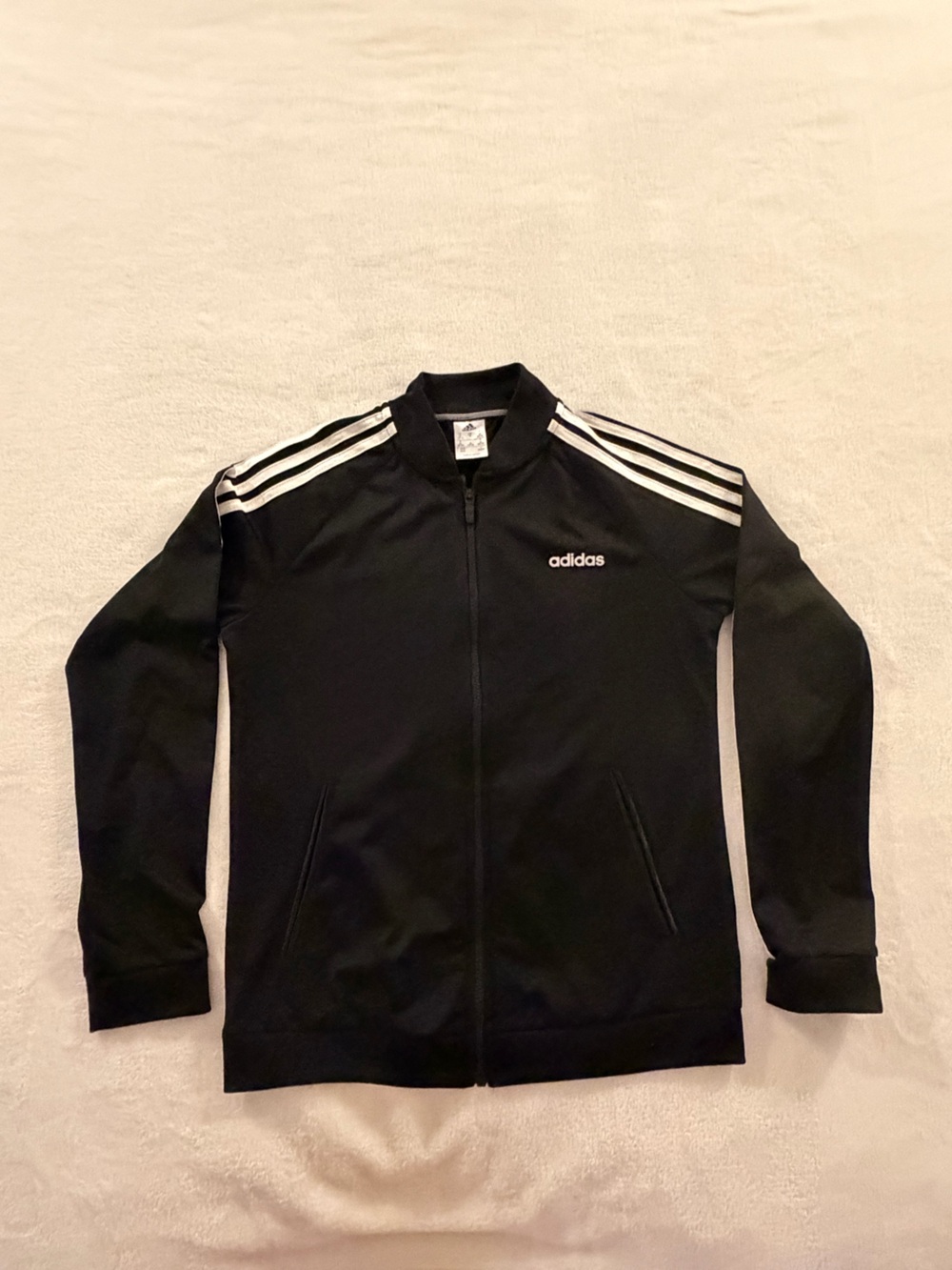 adidas Black Track Jacket with White Shoulder Stripes